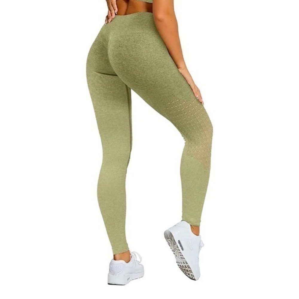 Maxxim Butt Lifting High Waisted Seamless Athletic‎ Yoga Green Leggings Sz L NWT